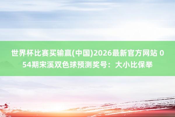 世界杯比赛买输赢(中国)2026最新官方网站 054期宋溪双色球预测奖号：大小比保举