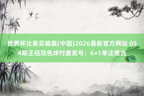 世界杯比赛买输赢(中国)2026最新官方网站 054期王钰双色球忖度奖号：6+1单注推选