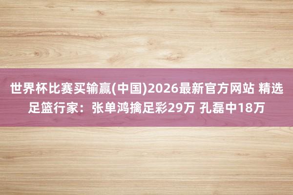 世界杯比赛买输赢(中国)2026最新官方网站 精选足篮行家：张单鸿擒足彩29万 孔磊中18万
