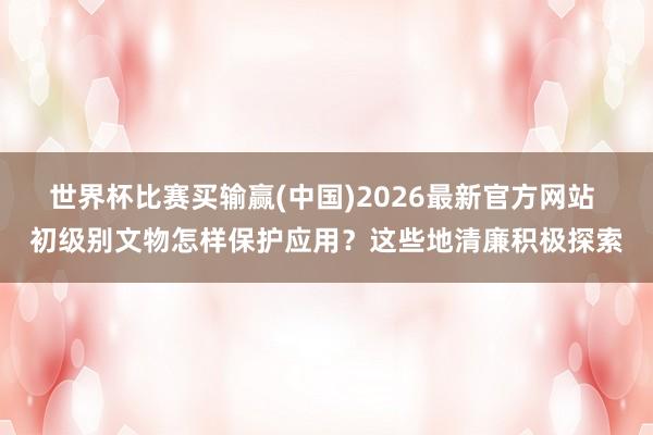 世界杯比赛买输赢(中国)2026最新官方网站 初级别文物怎样保护应用？这些地清廉积极探索