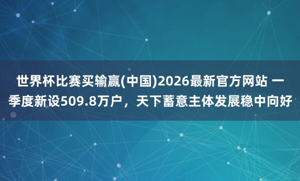 世界杯比赛买输赢(中国)2026最新官方网站 一季度新设509.8万户，天下蓄意主体发展稳中向好