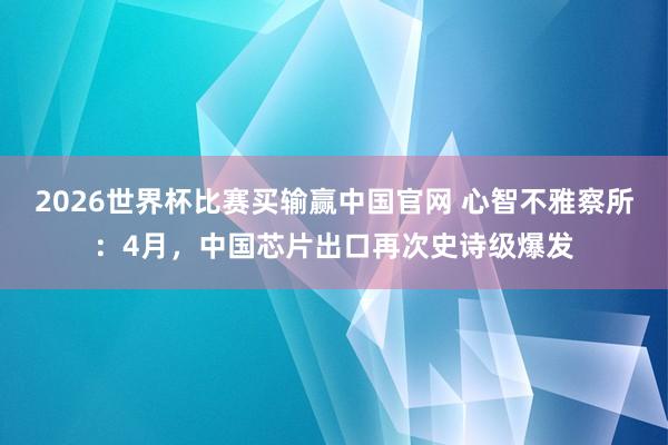 2026世界杯比赛买输赢中国官网 心智不雅察所:4月,中国芯片出口再次史诗级爆发