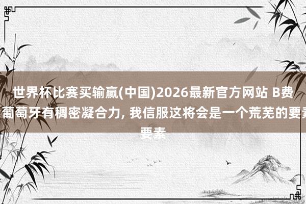 世界杯比赛买输赢(中国)2026最新官方网站 B费: 葡萄牙有稠密凝合力， 我信服这将会是一个荒芜的要素