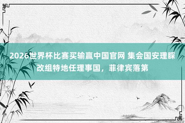 2026世界杯比赛买输赢中国官网 集会国安理睬改组特地任理事国，菲律宾落第