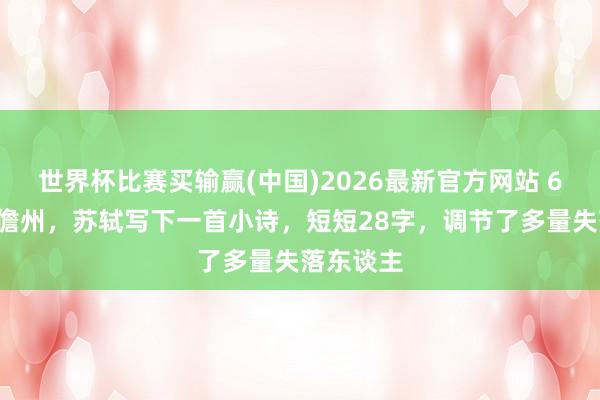 世界杯比赛买输赢(中国)2026最新官方网站 64岁被贬儋州，苏轼写下一首小诗，短短28字，调节了多量失落东谈主