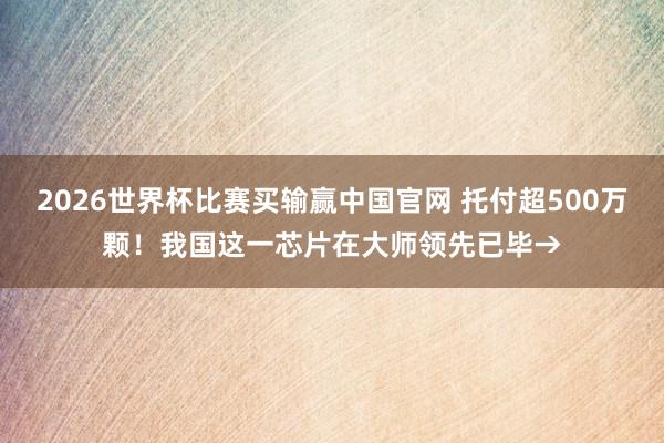 2026世界杯比赛买输赢中国官网 托付超500万颗！我国这一芯片在大师领先已毕→