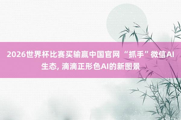 2026世界杯比赛买输赢中国官网 “抓手”微信AI生态， 滴滴正形色AI的新图景