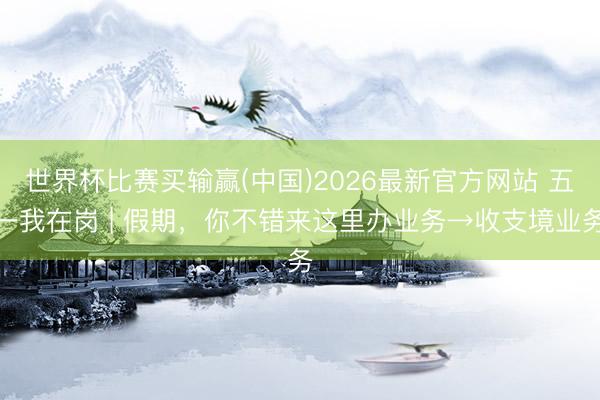 世界杯比赛买输赢(中国)2026最新官方网站 五一我在岗 | 假期,你不错来这里办业务→收支境业务