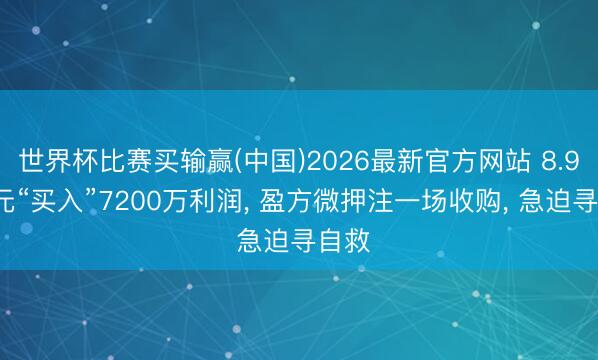 世界杯比赛买输赢(中国)2026最新官方网站 8.97亿元“买入”7200万利润， 盈方微押注一场收购， 急迫寻自救