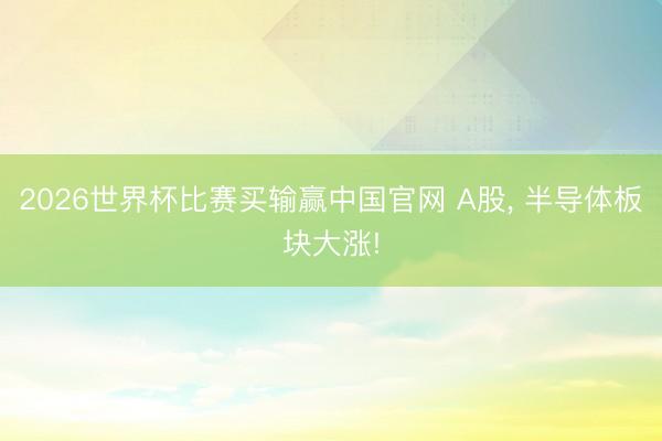 2026世界杯比赛买输赢中国官网 A股， 半导体板块大涨!