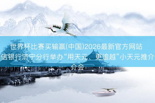 世界杯比赛买输赢(中国)2026最新官方网站 中信银行济宁分行举办“用天元、更逾越”小天元推介会