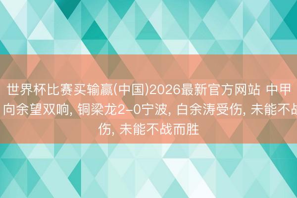 世界杯比赛买输赢(中国)2026最新官方网站 中甲之王! 向余望双响， 铜梁龙2-0宁波， 白余涛受伤， 未能不战而胜
